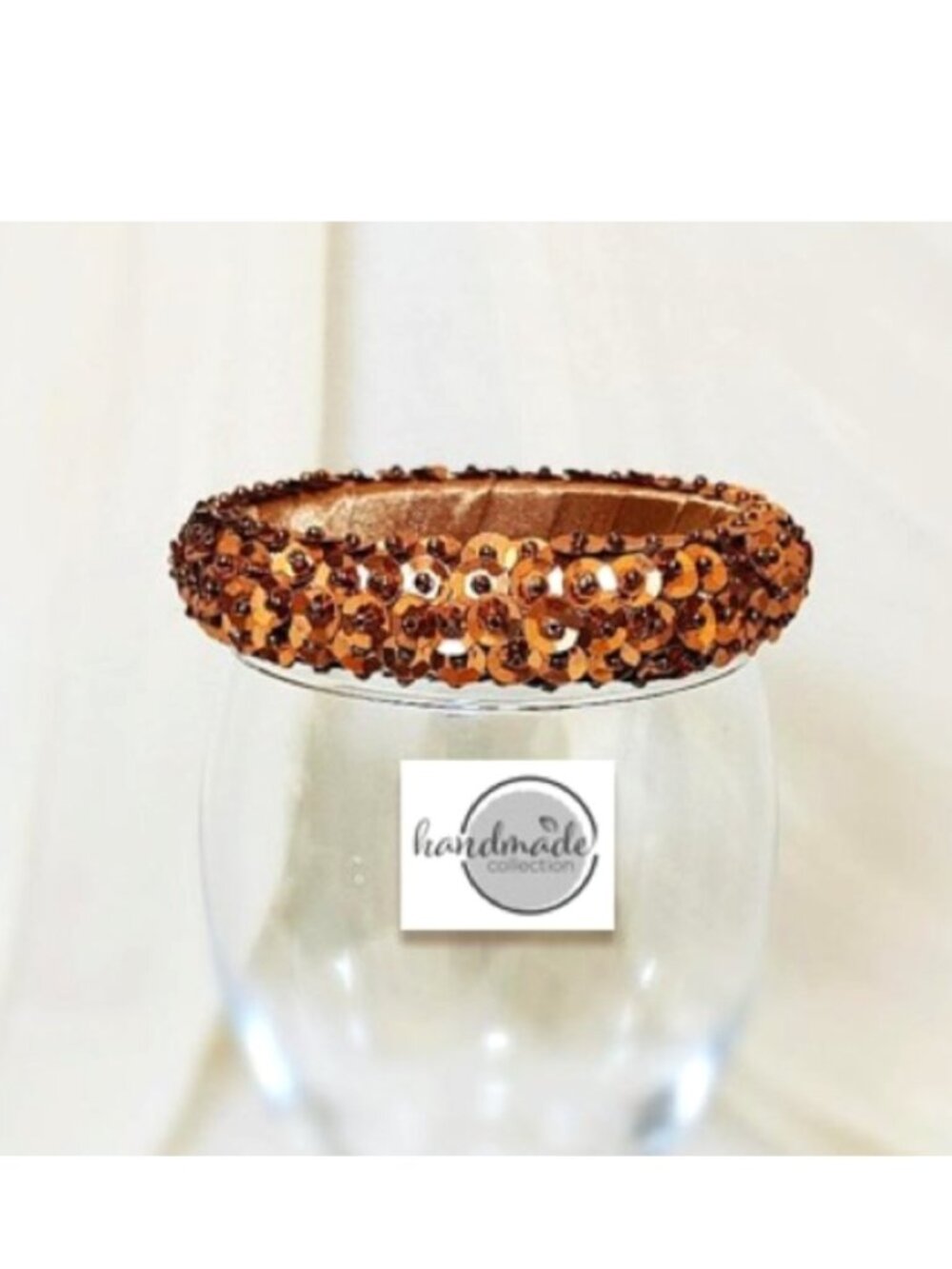 Handmade Bangle (br7) Bracelet Brown Copper Sequin 7"-8"
